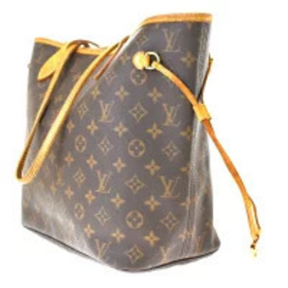 Louis Vuitton Neverfull Leather Monogram Tote Shoulder Bag Brown